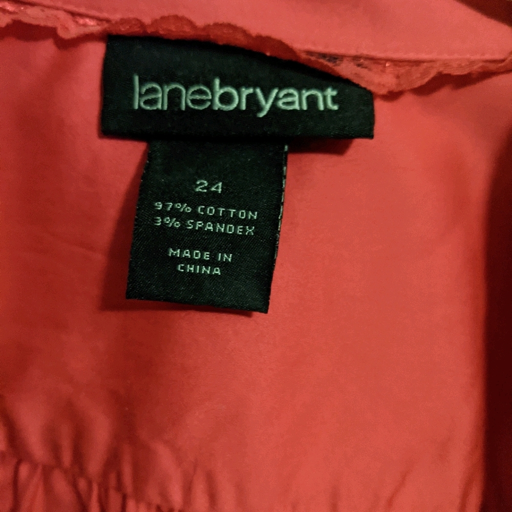 Lane Bryant Pink Jewel Tone Blouse Button Up